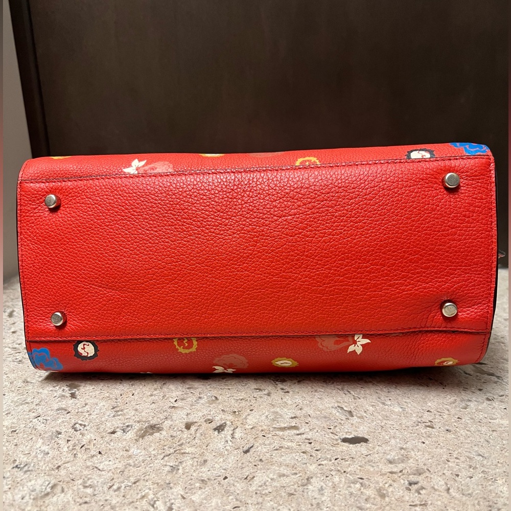 Coach.EUC.Gorgeous “NOLITA”. Pebble Leather Crossbody/Satchel.Red Floral.13X9.5" - Picture 8 of 13